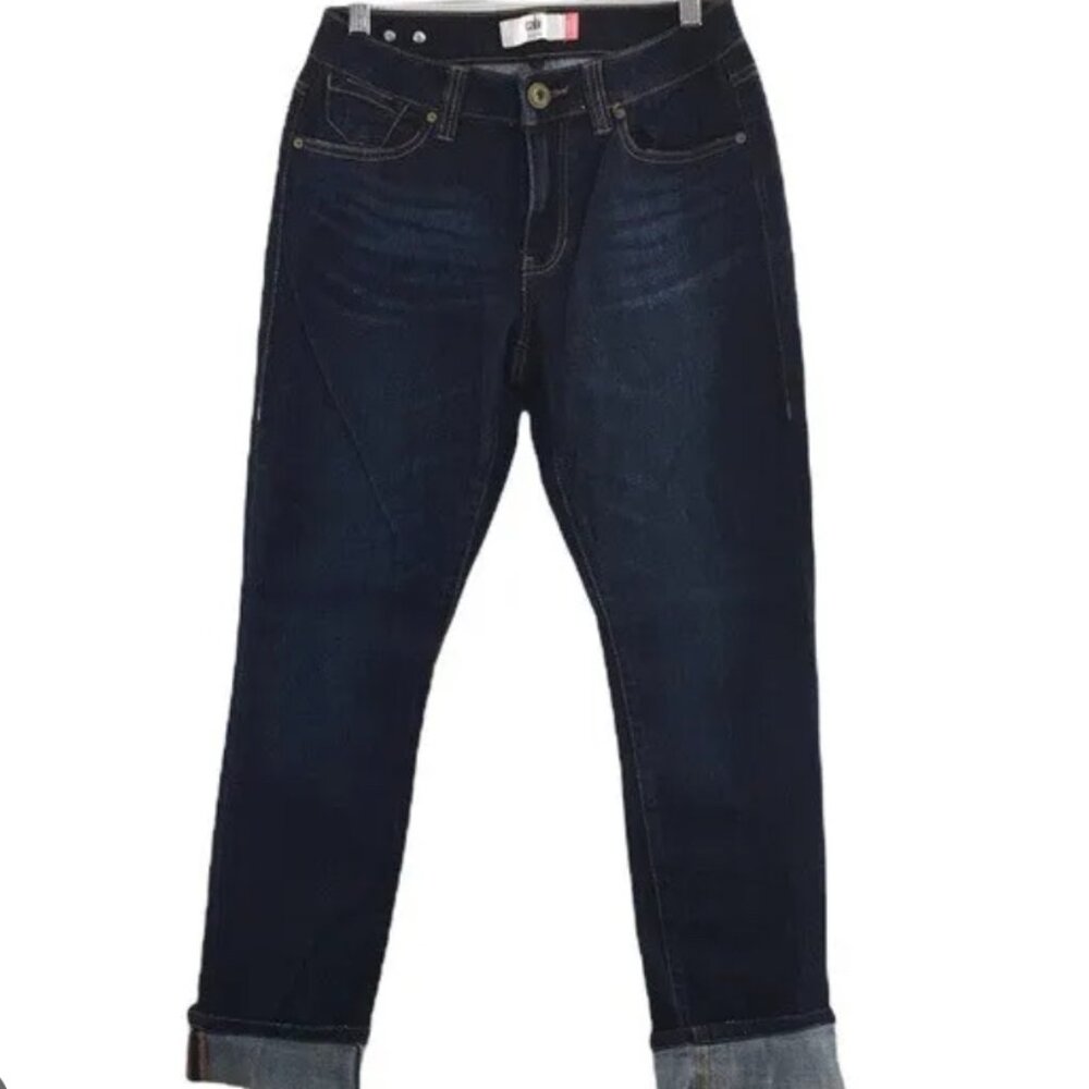 Cabi Dark Wash High Straight Jeans - Size 0, Versatile for Cuffing